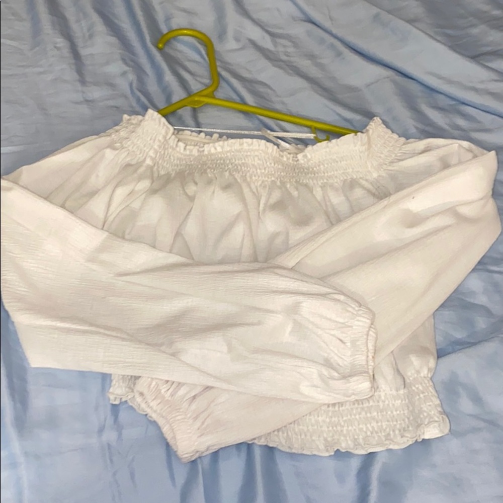 H&M white off the shoulder ruffle top